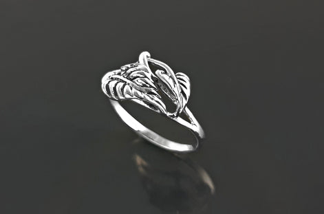 Leaf Ring, Sterling Silver, Plant Ring, Filigree Branch, Open Work Ring, Skeleton Leaves Veins Ring