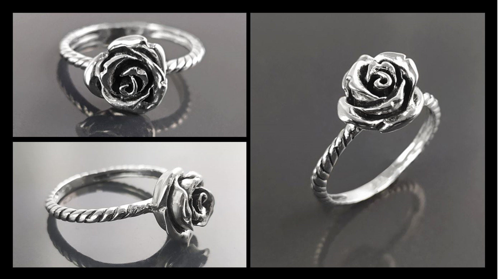Rose Blossom Ring, Sterling Silver, Romantic Rose Flower, Engagement Ring, Handmade Rosebud Ring, Promise Jewelry, Valentine's Day Gifts