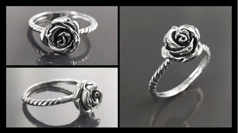 Rose Blossom Ring, Sterling Silver, Romantic Rose Flower, Engagement Ring, Handmade Rosebud Ring, Promise Jewelry, Valentine's Day Gifts