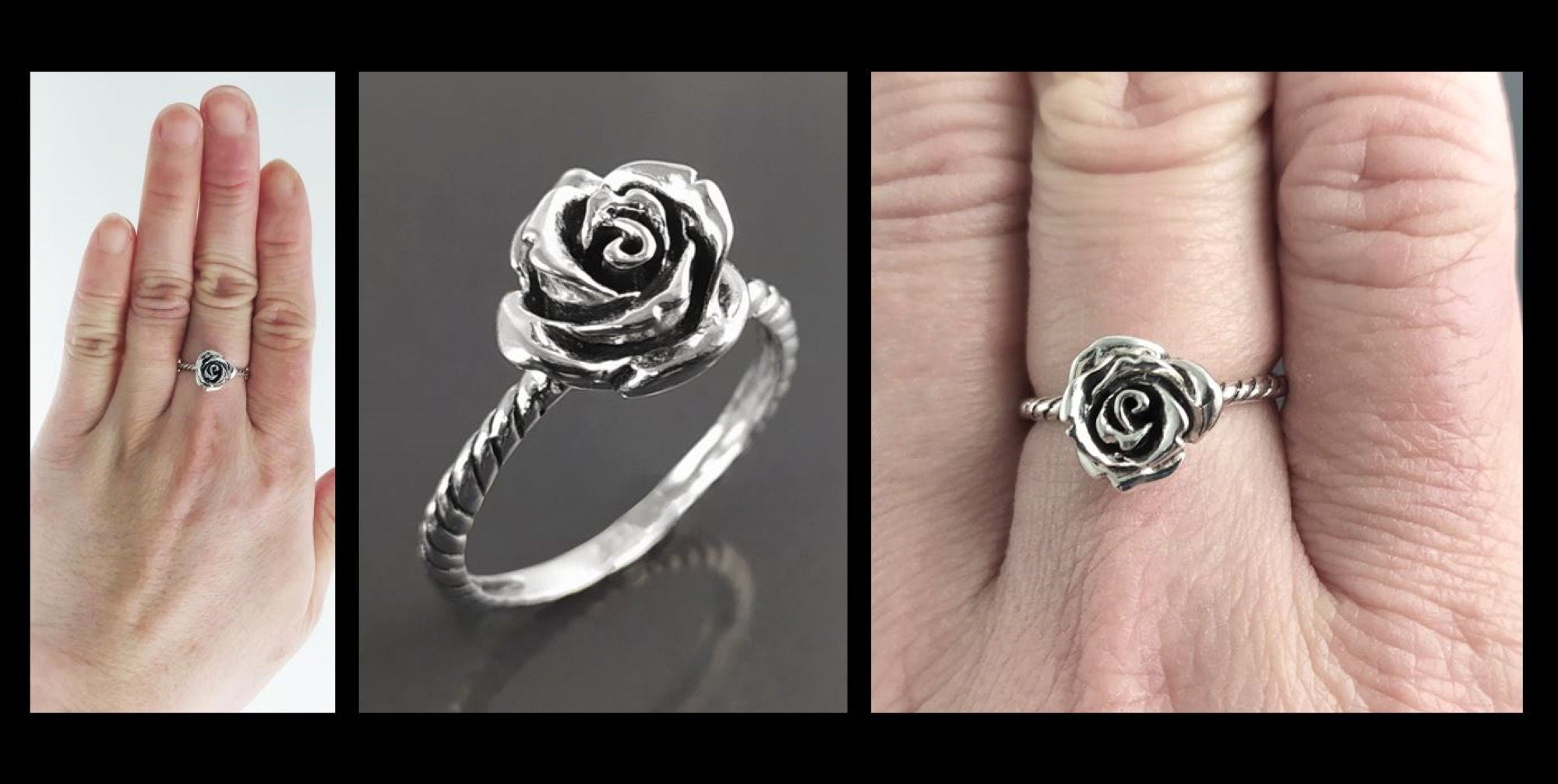 Rose Blossom Ring, Sterling Silver, Romantic Rose Flower, Engagement Ring, Handmade Rosebud Ring, Promise Jewelry, Valentine's Day Gifts