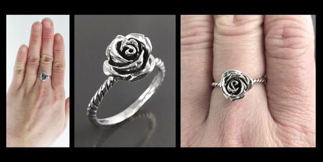 Rose Blossom Ring, Sterling Silver, Romantic Rose Flower, Engagement Ring, Handmade Rosebud Ring, Promise Jewelry, Valentine's Day Gifts