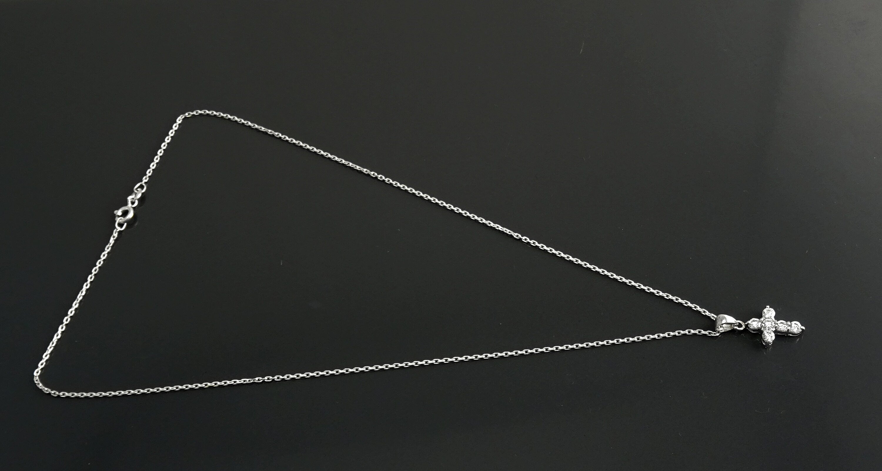 Sterling Silver Cross Pendant, CZ Stones, Dainty Christian Jewelry