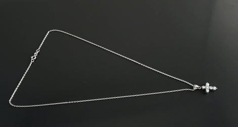 Sterling Silver Cross Pendant, CZ Stones, Dainty Christian Jewelry