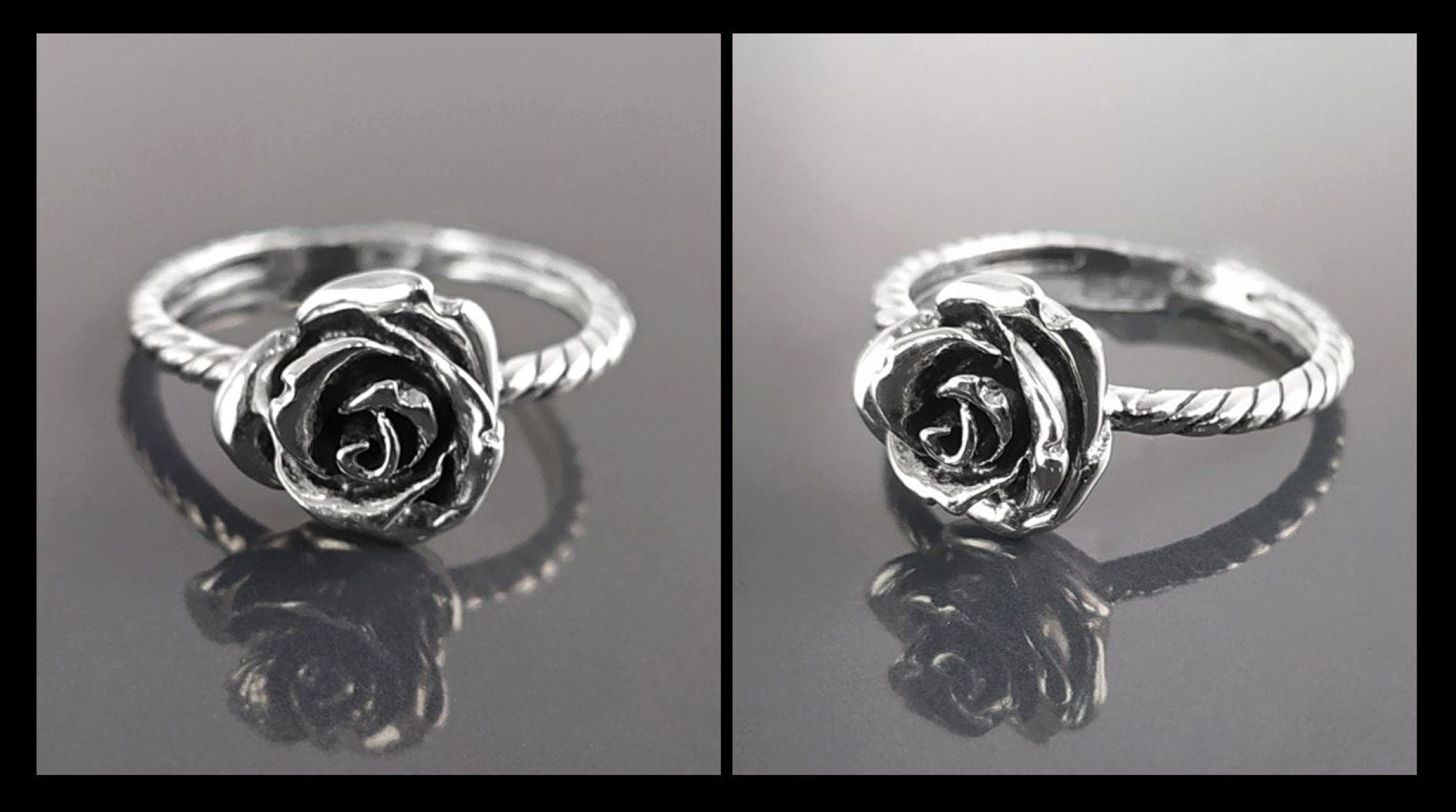 Rose Blossom Ring, Sterling Silver, Romantic Rose Flower, Engagement Ring, Handmade Rosebud Ring, Promise Jewelry, Valentine's Day Gifts