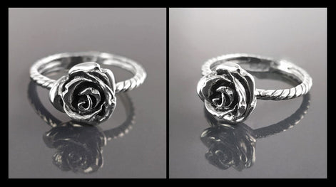 Rose Blossom Ring, Sterling Silver, Romantic Rose Flower, Engagement Ring, Handmade Rosebud Ring, Promise Jewelry, Valentine's Day Gifts