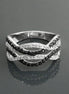 Sterling Silver Intertwined Waves Ring, Black White CZ Stones, Cocktail Ring