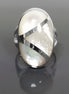 White Oval Ring, Sterling Silver, Genuine Mother of Pearl Shell, Oval Modern Design Ring, Original Geometric Stone Ring