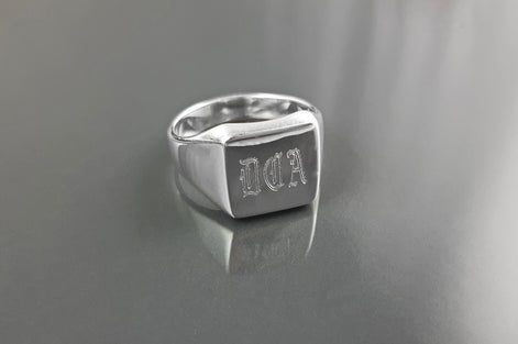 Personalized ring, sterling silver, initials letters signet square ring, personal monogram jewelry, hipster signet ring, custom name gift