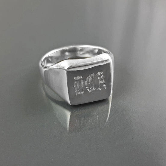 Personalized ring, sterling silver, initials letters signet square ring, personal monogram jewelry, hipster signet ring, custom name gift
