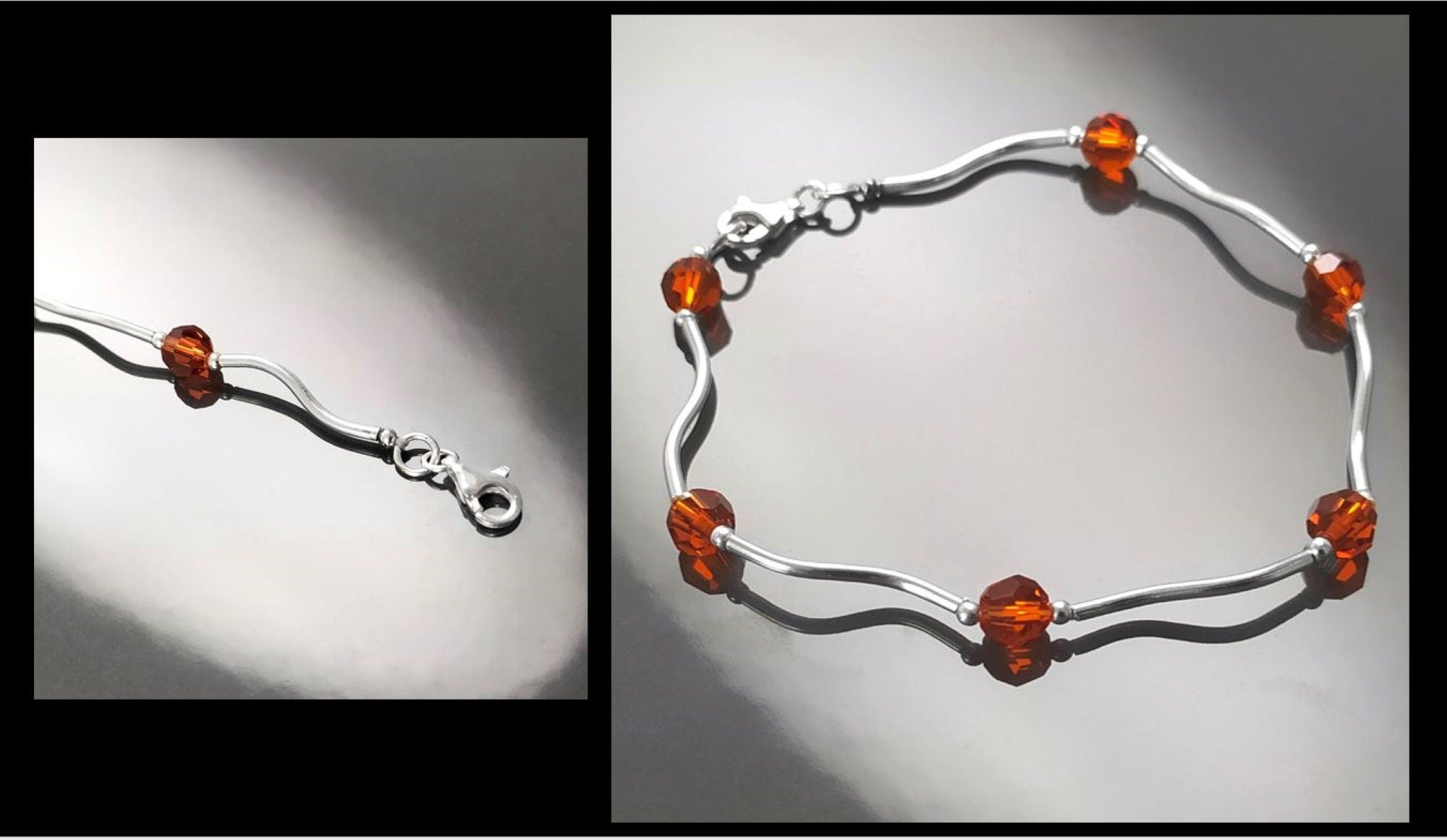 Red Cristal Bracelet, Sterling Silver 925 Parts, Beaded Stones Bracelet, Modern Jewelry, Small Red stone Bracelet, Minimalist Jewelry