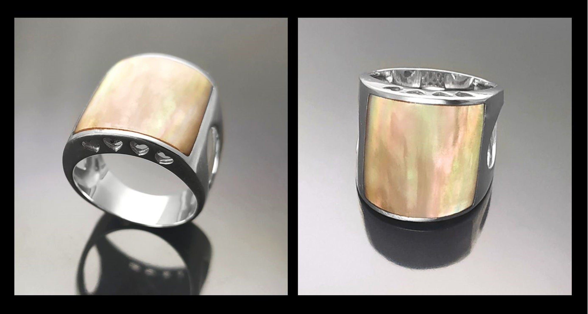 925 Statement Sterling Silver Cuff Ring, GENUINE PAUA Shell Jewelry, Minimalist design Band Ring