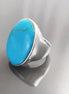 Turquoise Ring, Sterling Silver, Blue Turquoise Stone, Original Oval Form Jewelry, Unique Statement Modern Ring