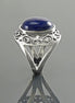 Oval Lapis Lazuli Sterling Silver Ring, Antique Filigree Statement Jewelry