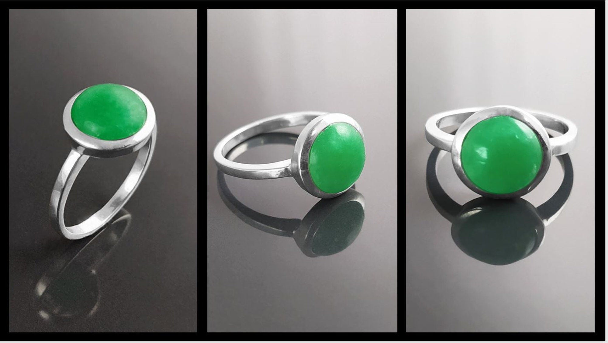 Genuine Green Jade Ring • 925 Sterling Silver • Lucky Talisman