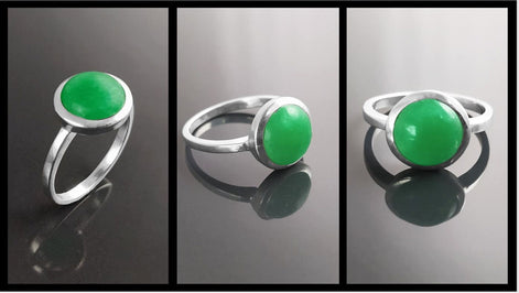 Genuine Green Jade Ring • 925 Sterling Silver • Lucky Talisman