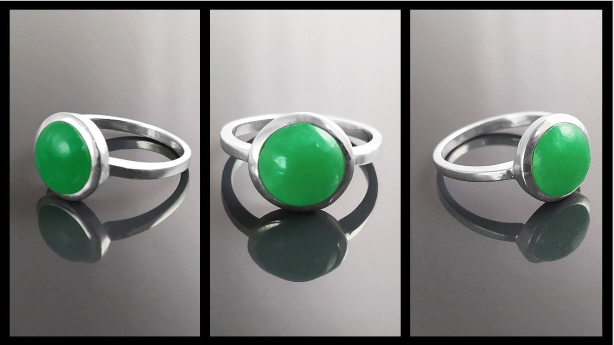Genuine Green Jade Ring • 925 Sterling Silver • Lucky Talisman