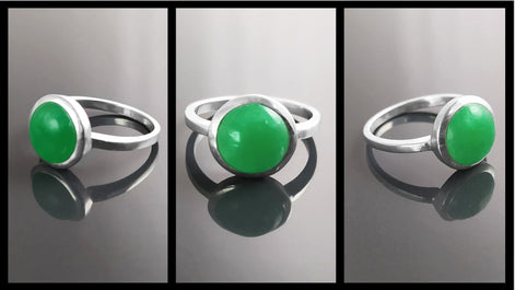 Genuine Green Jade Ring • 925 Sterling Silver • Lucky Talisman
