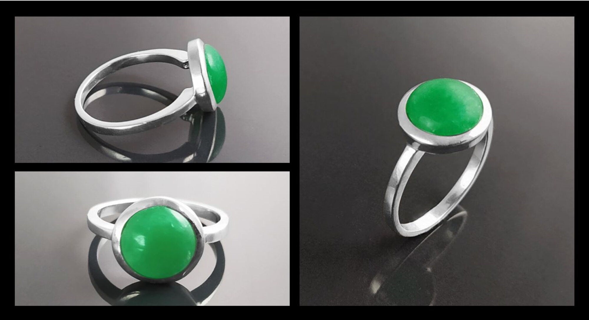 Genuine Green Jade Ring • 925 Sterling Silver • Lucky Talisman