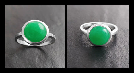 Genuine Green Jade Ring • 925 Sterling Silver • Lucky Talisman