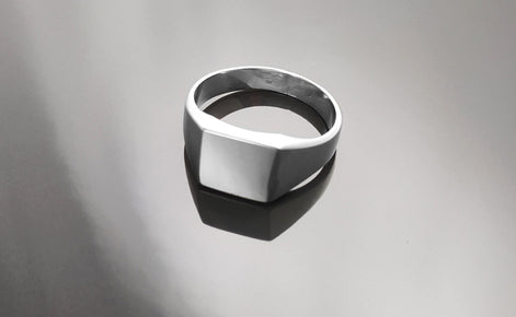Sterling Silver Cushion Square Signet Ring, Modern Hipster Jewelry