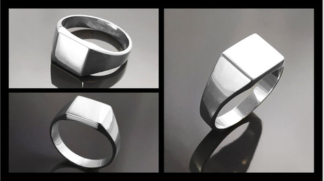 Sterling Silver Cushion Square Signet Ring, Modern Hipster Jewelry