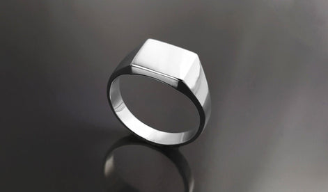 Sterling Silver Cushion Square Signet Ring, Modern Hipster Jewelry