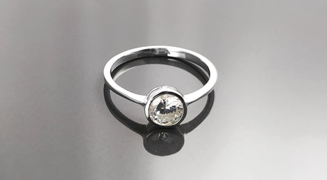 Minimalist Engagement Ring 925 Sterling Silver Solitaire 1 Carat Diamond Simulant CZ Travel Ring