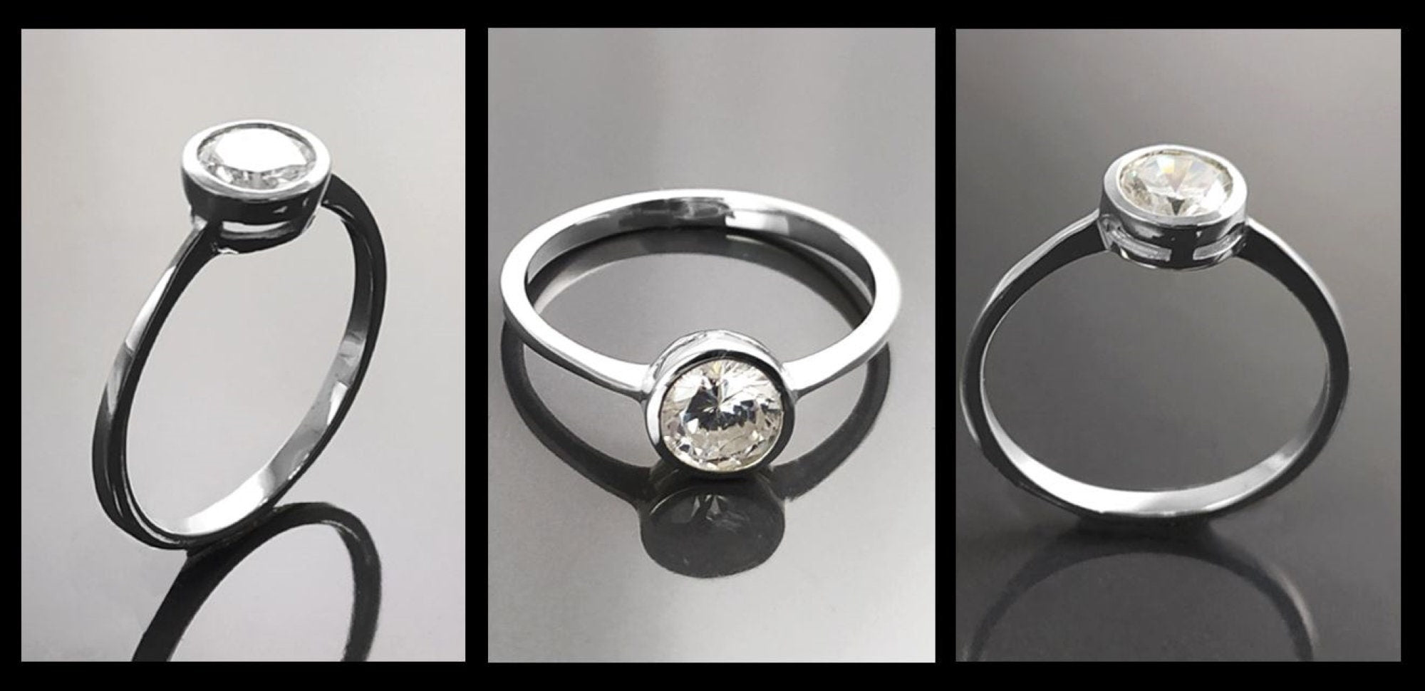 Minimalist Engagement Ring 925 Sterling Silver Solitaire 1 Carat Diamond Simulant CZ Travel Ring
