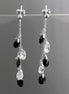 Black earrings, sterling silver, teardrop blackberry grape cz stones bunch earrings, dark blackberries crystal color, modern drop jewelry