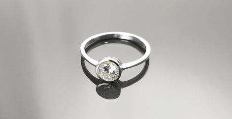 Minimalist Engagement Ring 925 Sterling Silver Solitaire 1 Carat Diamond Simulant CZ Travel Ring