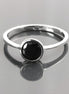 Black Solitaire Ring, Sterling Silver, Comfortable Low Closed Setting Single Black Cz Round Stone , Minimalist Promise Solitaire Jewelry
