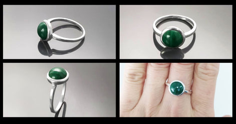 Genuine Malachite Ring 925 Sterling Silver • Natural Protection Stone, Malachite is a stone of strength, power, afterlife, and stresless