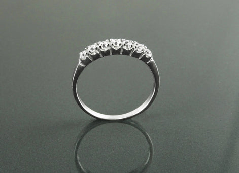 Half Eternity Diamond Ring by KRAMIKE • Sterling Silver • Sparkling Stones Promise Band • Perfect for Wedding, Anniversary, and Gift • KR036