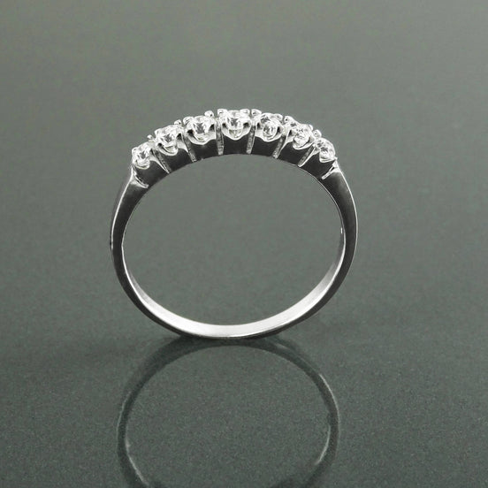 Half Eternity Diamond Ring by KRAMIKE • Sterling Silver • Sparkling Stones Promise Band • Perfect for Wedding, Anniversary, and Gift • KR036