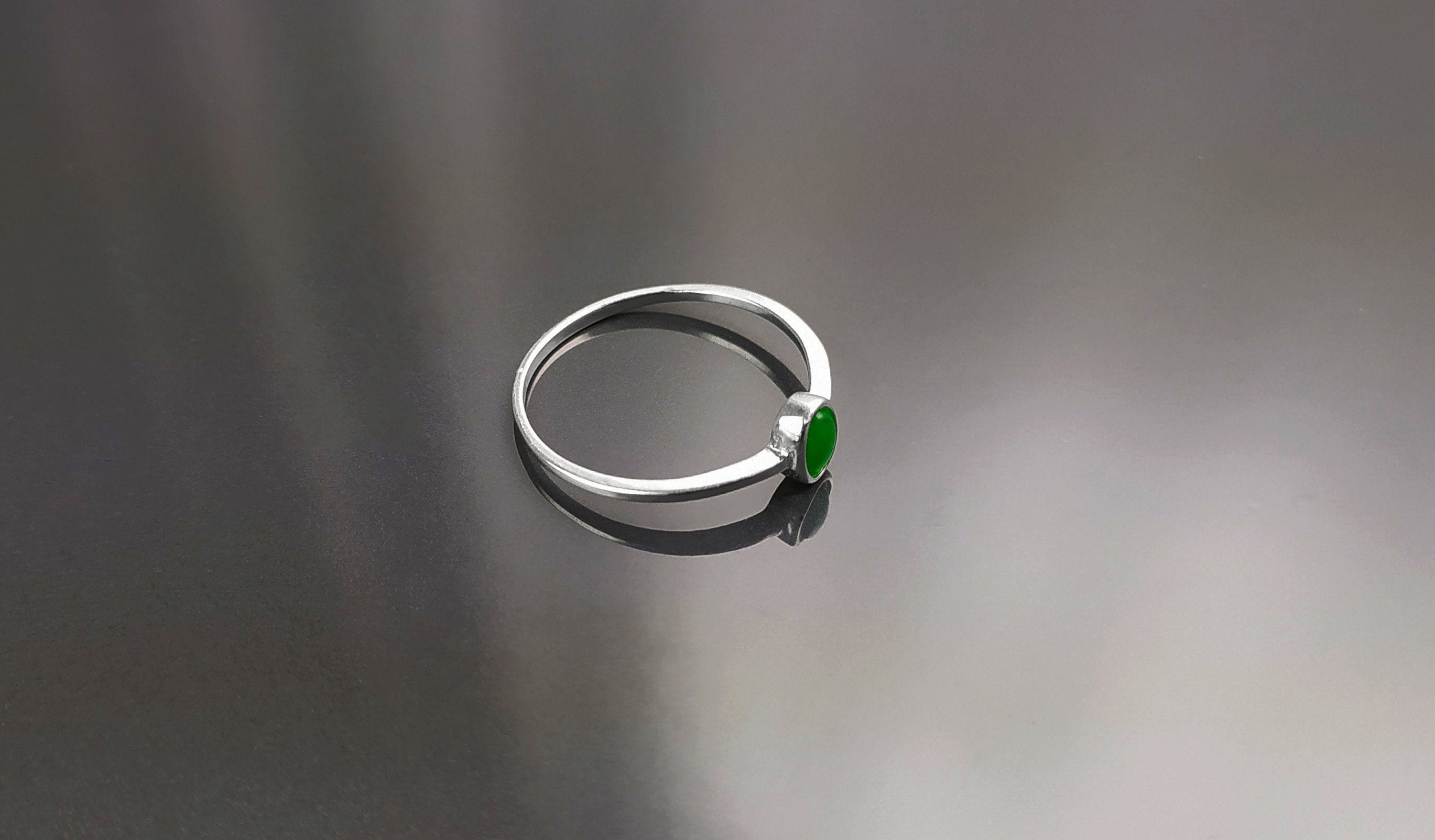 Green Jade Ring, Sterling Silver, Modern Minimalist Tiny Ring, Small Oval Stone, Genuine Jade Gemstone, Small Everyday Ring, Dainty Ring