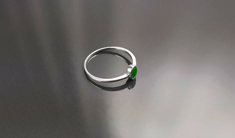 Green Jade Ring, Sterling Silver, Modern Minimalist Tiny Ring, Small Oval Stone, Genuine Jade Gemstone, Small Everyday Ring, Dainty Ring