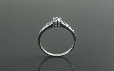 Sterling Silver Solitaire Promise Ring, Half Eternity Band, CZ Stones