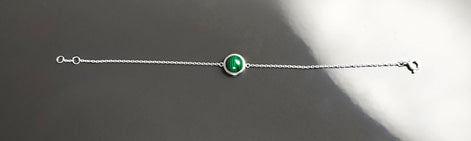 Green Round Bracelet, Sterling Silver, Genuine Malachite Gemstone, Green Stone Bracelet, Birthstone Jewelry, Modern Minimalist Style Gift
