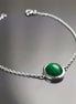 Green Round Bracelet, Sterling Silver, Genuine Malachite Gemstone, Green Stone Bracelet, Birthstone Jewelry, Modern Minimalist Style Gift