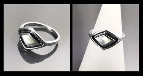 925 White Eye Ring, Sterling Silver, MOP Shell, Spiritual Positive Energy Shaman Protection Stone jewelry, Medicine Man Tribal Symbol