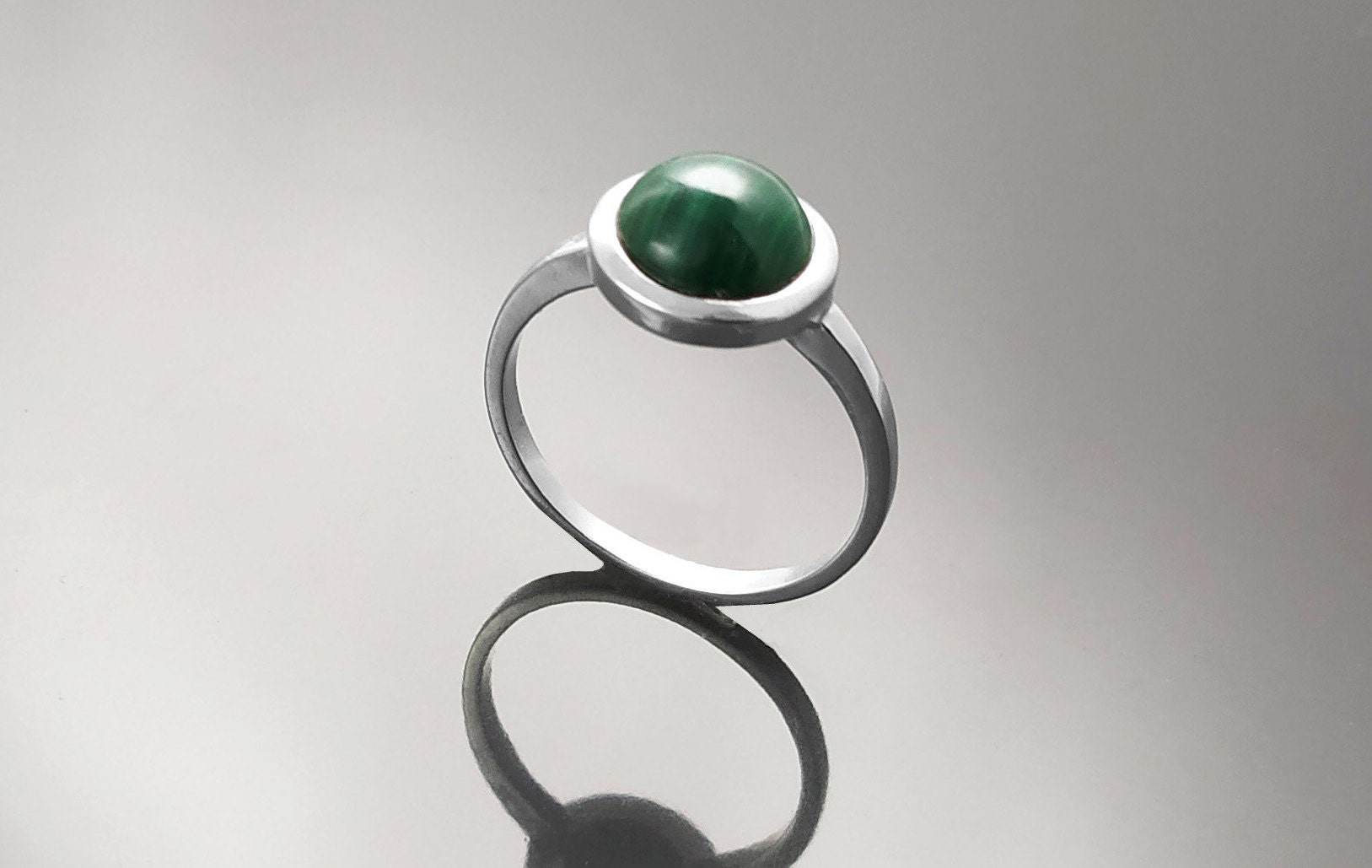 Genuine Malachite Ring 925 Sterling Silver • Natural Protection Stone, Malachite is a stone of strength, power, afterlife, and stresless