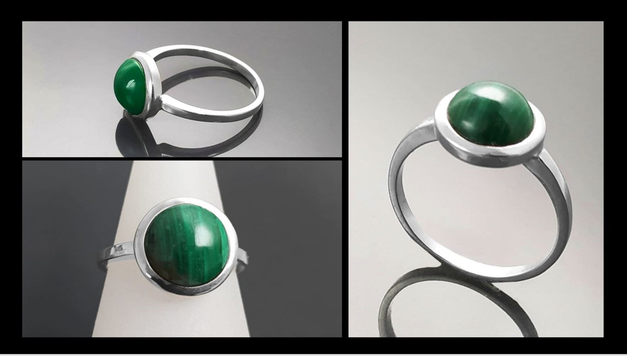 Genuine Malachite Ring 925 Sterling Silver • Natural Protection Stone, Malachite is a stone of strength, power, afterlife, and stresless