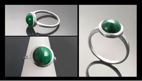 Genuine Malachite Ring 925 Sterling Silver • Natural Protection Stone, Malachite is a stone of strength, power, afterlife, and stresless