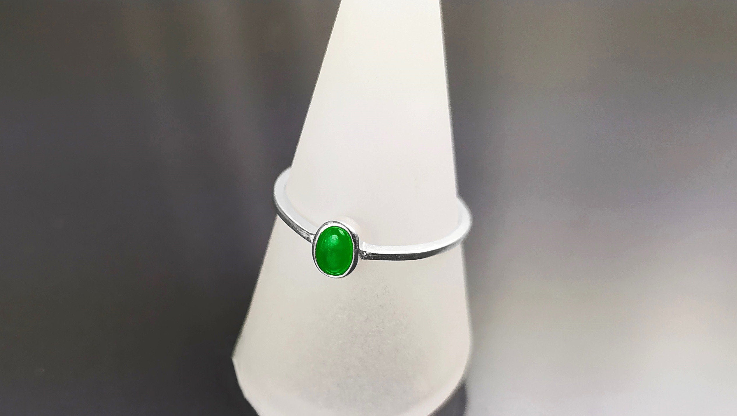 Green Jade Ring, Sterling Silver, Modern Minimalist Tiny Ring, Small Oval Stone, Genuine Jade Gemstone, Small Everyday Ring, Dainty Ring