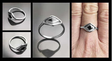 Black Shaman Eye Ring, Sterling Silver, Onyx Stone, Spiritual Positive Energy Protection jewelry, Native American Medicine Man Tribal Symbol