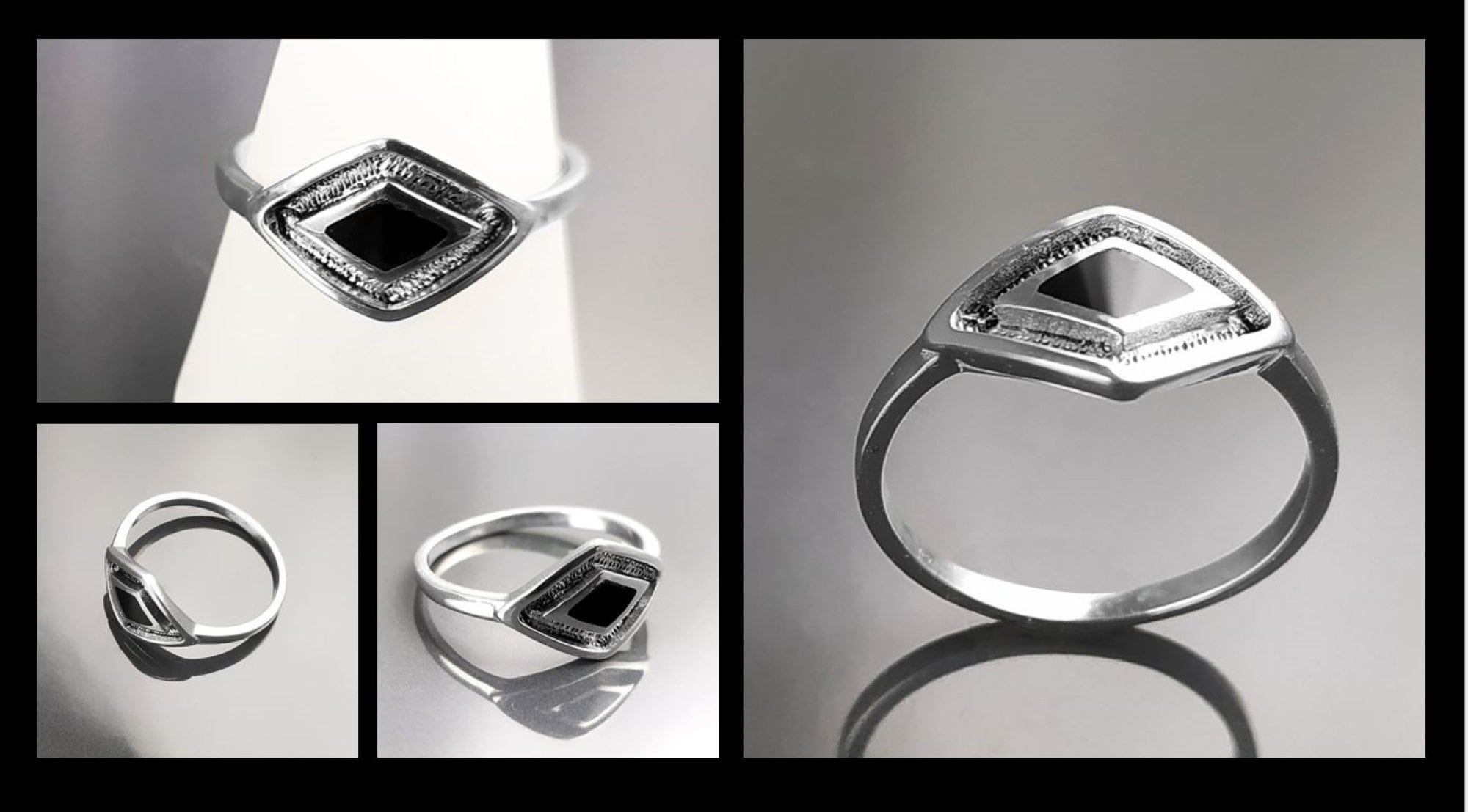 Black Shaman Eye Ring, Sterling Silver, Onyx Stone, Spiritual Positive Energy Protection jewelry, Native American Medicine Man Tribal Symbol