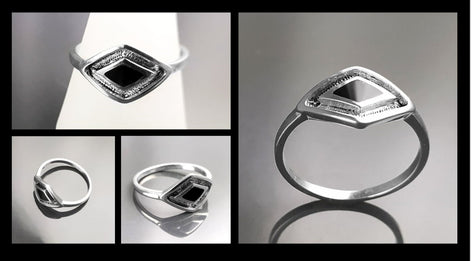 Black Shaman Eye Ring, Sterling Silver, Onyx Stone, Spiritual Positive Energy Protection jewelry, Native American Medicine Man Tribal Symbol