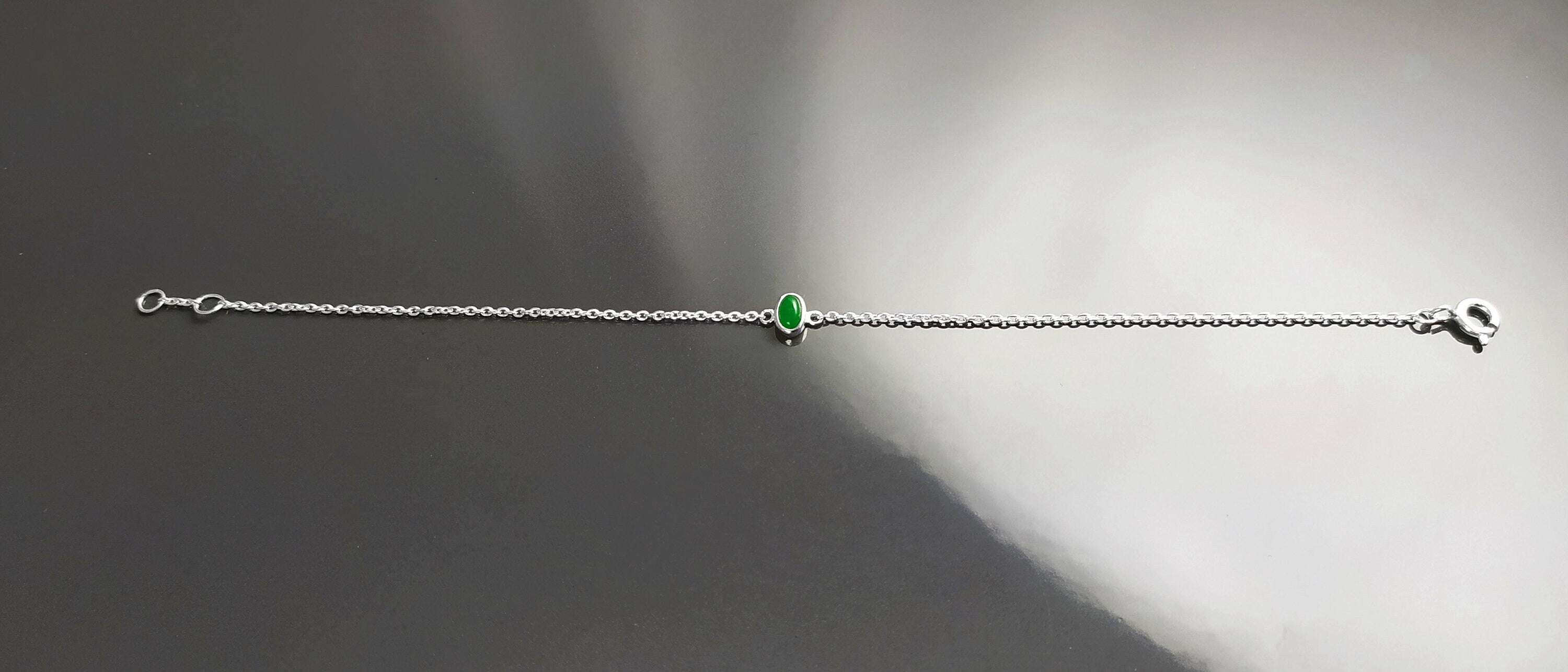 Tiny Jade Bracelet, Sterling Silver, Modern Minimalist Bracelet, Small Green Oval Stone, Genuine Jade Gemstone, Dainty Small Jewelry