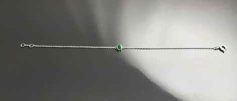Tiny Jade Bracelet, Sterling Silver, Modern Minimalist Bracelet, Small Green Oval Stone, Genuine Jade Gemstone, Dainty Small Jewelry