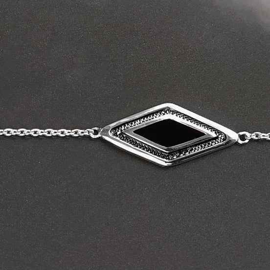 Black Eye Bracelet, Sterling Silver, Oval Black Color Onyx Stone, Spiritual Protection jewelry, Third Eye Against Evil Ring, Positive Energy